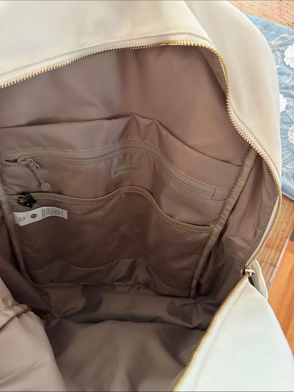 lululemon athletica Cream Backpack with Front Zip Pocket
